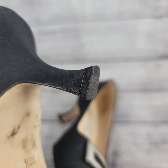Manolo Blahnik Black 2" Heels Rhinestone Buckle Pointed Toe size 37.5 (7.5 US) - Picture 11 of 16